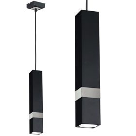   Függesztett lámpa Tuba Zwis VIDAR fekete + ezüst 1x GU10 Milagro Metal Modern stílus