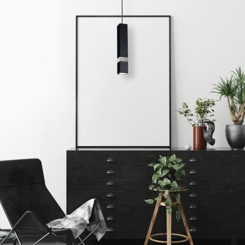 Függesztett lámpa Tuba Zwis VIDAR fekete + ezüst 1x GU10 Milagro Metal Modern stílus