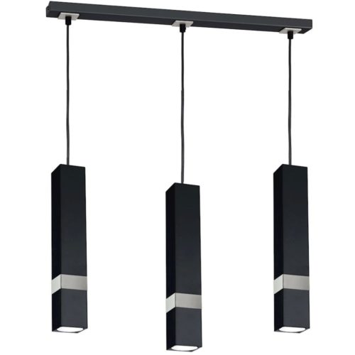 Függesztett lámpa Tuba Zwis VIDAR Fekete + ezüst 3x GU10 Milagro Metal Modern stílus