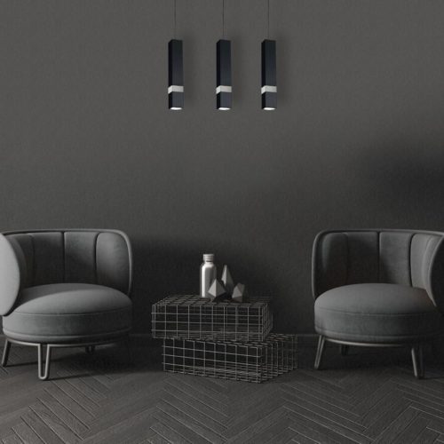 Függesztett lámpa Tuba Zwis VIDAR Fekete + ezüst 3x GU10 Milagro Metal Modern stílus