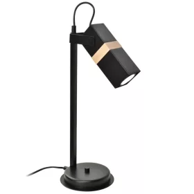   Éjjeli asztali lámpa fekete 1xGU10 VIDAR Milagro Metal + fa skandináv stílusban