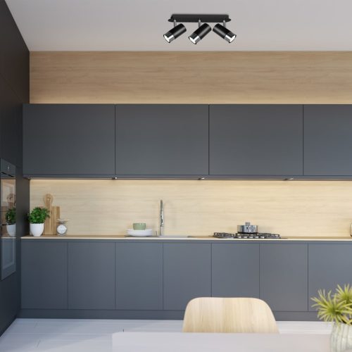 DANI mennyezeti lámpa fekete króm 3xGU10 Milagro