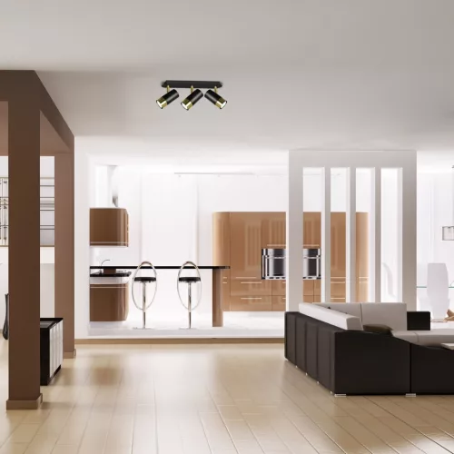 DANI mennyezeti lámpa fekete arany 3xGU10 Milagro