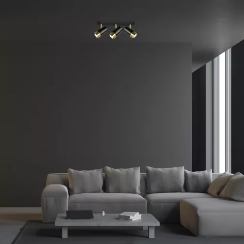 DANI mennyezeti lámpa fekete arany 3xGU10 Milagro