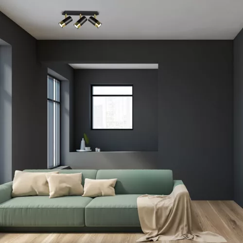 DANI mennyezeti lámpa fekete arany 3xGU10 Milagro