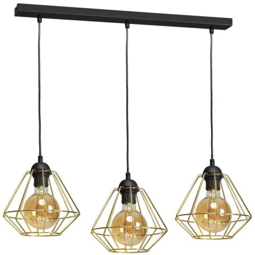 Függesztett lámpa LUPO 3xE27 Geometric Shape Loft Black Gold MLP6271 Milagro Metal
