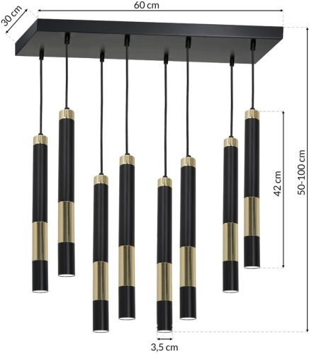 MiLAGRO DALLAS fekete-arany függőlámpa + 5xGU10