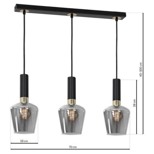 MiLAGRO ROMA BLACK fekete függőlámpa 3x E27