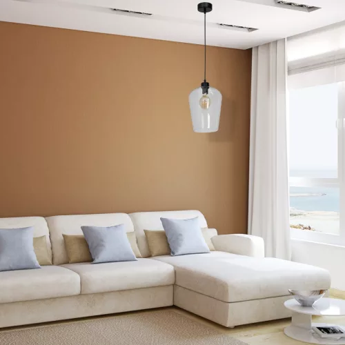 SANTIAGO függőlámpa 1xE27 átlátszó üveg lámpaernyő MLP6605 Fém + Üveg