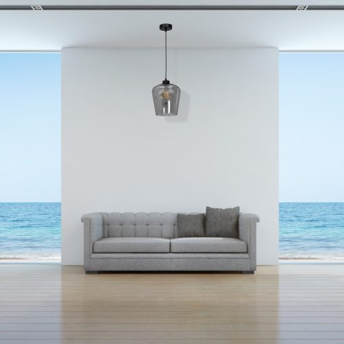 SANTIAGO függőlámpa 1xE27 ernyő füstölt üveg MLP6606 fém + üveg