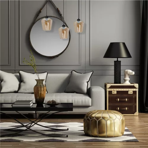 SANTIAGO függőlámpa 3xE27 Borostyán Üveg lámpaernyő MLP6610 Fém + Üveg