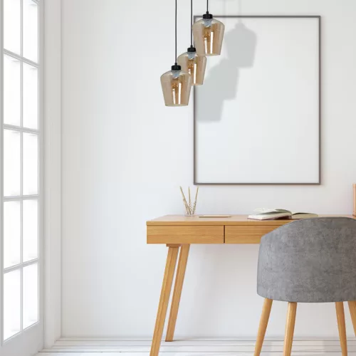 SANTIAGO függőlámpa 3xE27 Borostyán Üveg lámpaernyő MLP6613 Fém + Üveg