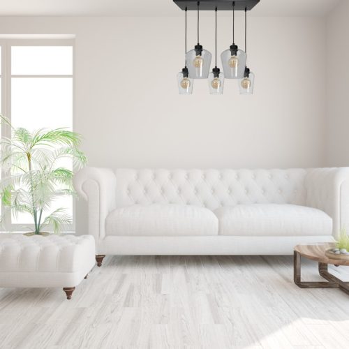 SANTIAGO függesztett lámpa 5xE27 lámpabúra átlátszó üveg MLP6615 fém + üveg