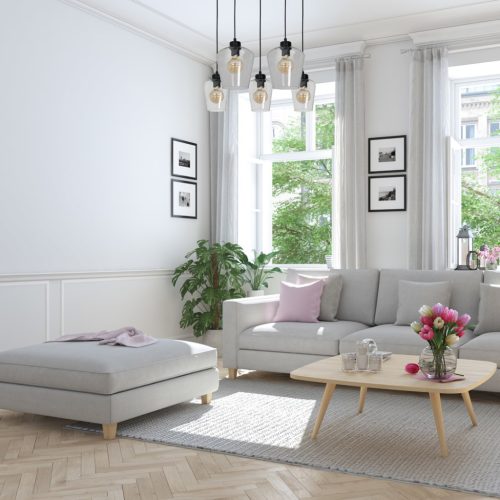 SANTIAGO függesztett lámpa 5xE27 lámpabúra átlátszó üveg MLP6615 fém + üveg