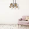 SANTIAGO függőlámpa 5xE27 Borostyán Üvegbúra MLP6617 Fém + Üveg