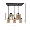 SANTIAGO függőlámpa 5xE27 Borostyán Üvegbúra MLP6617 Fém + Üveg