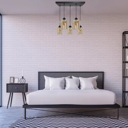 SANTIAGO függőlámpa 5xE27 Borostyán Üvegbúra MLP6617 Fém + Üveg