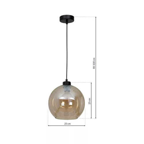 SOFIA függőlámpa 1xE27 MLP6578 Borostyán gömb lámpaernyő Milagro Metal + Glass