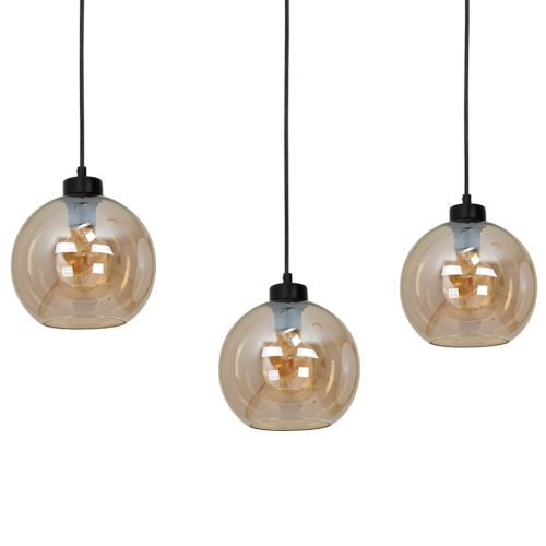 SOFIA függőlámpa 3xE27 MLP6581 Borostyán gömb lámpaernyő Milagro Metal + Glass