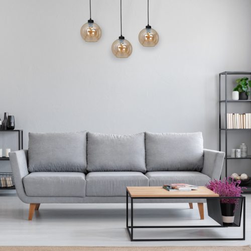 SOFIA függőlámpa 3xE27 MLP6581 Borostyán gömb lámpaernyő Milagro Metal + Glass