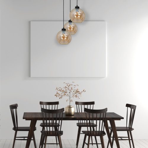 SOFIA függőlámpa 3xE27 MLP6584 Borostyán gömb lámpaernyő Milagro Metal + Glass