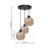 SOFIA függőlámpa 3xE27 MLP6584 Borostyán gömb lámpaernyő Milagro Metal + Glass
