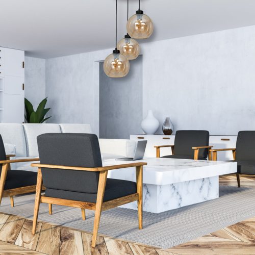 SOFIA függőlámpa 3xE27 MLP6584 Borostyán gömb lámpaernyő Milagro Metal + Glass