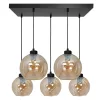 SOFIA függőlámpa 5xE27 MLP6592 Borostyán gömb lámpaernyő Milagro Metal + Glass