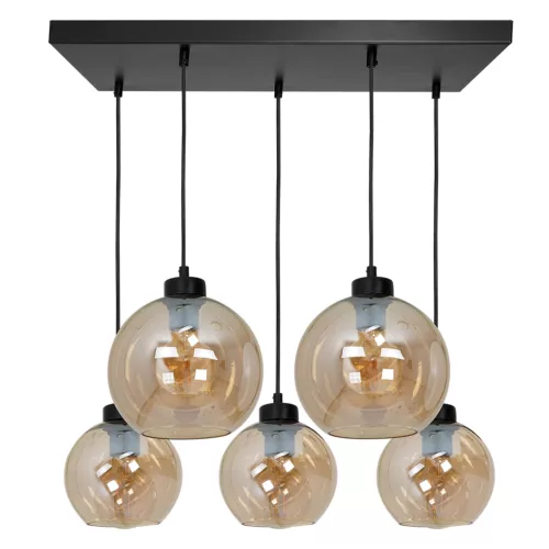 SOFIA függőlámpa 5xE27 MLP6592 Borostyán gömb lámpaernyő Milagro Metal + Glass