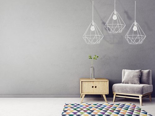 Függesztett lámpa KOSÁR 3xE27 Geometrikus Forma Loft Fehér Kosár Gyémánt MLP7213 Fém