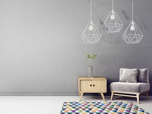 Függesztett lámpa KOSÁR 3xE27 Geometrikus Forma Loft Fehér Kosár Gyémánt MLP7213 Fém