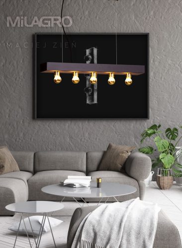PHOENIX függőlámpa 5xE14 négyszögletes keret, fekete arany MZ5023 Milagro, Maciej Zień Stal