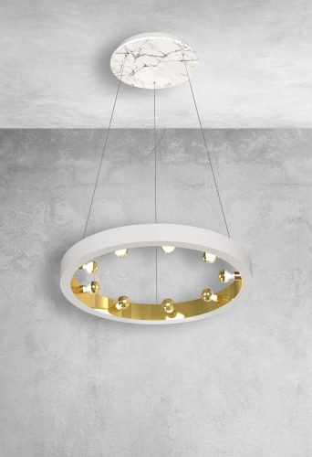 CASSIOPEIA függőlámpa 9xE14 kerek keret, fehérarany MZ5035 Milagro, Maciej Zień