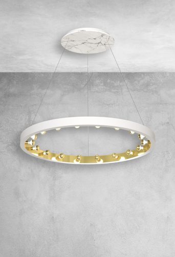 CASSIOPEIA függőlámpa 19xE14 kerek keret, fehérarany MZ5036 Milagro, Maciej Zień