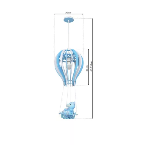 BALONIK függőlámpa 1xE27 60W Gyerek Léggömb Teddy Bear Blue MLP6427 Milagro Fém + Fa