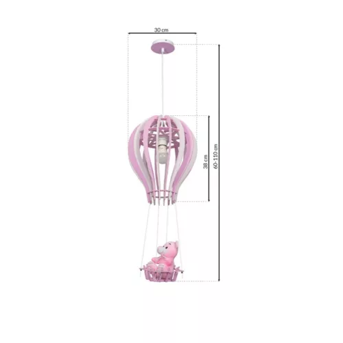BALONIK függőlámpa 1xE27 60W Gyerek Balloon Mackó Pink MLP6426 Milagro Fém + Fa