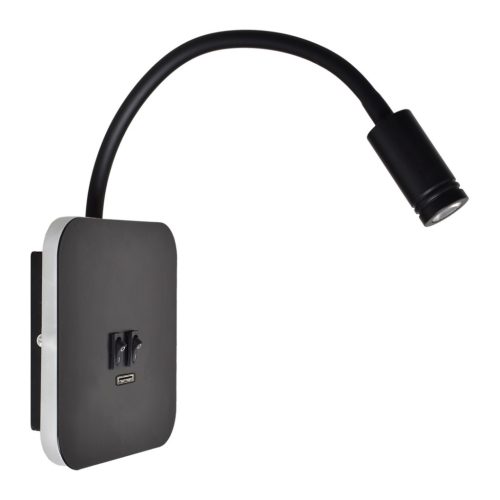 BASE 8W + 2W Rugalmas fekete Milagro fali éjjeli lámpa