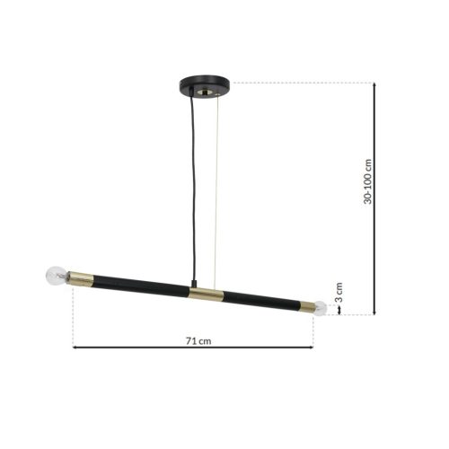 BASTONE függesztett lámpa 2xE14 egyszerű forma, minimalista fekete arany MLP6563 Milagro Metal