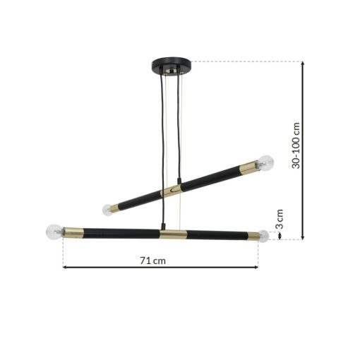 BASTONE függőlámpa 4xE14 Egyszerű, minimalista forma, fekete arany MLP6564 Milagro Metal