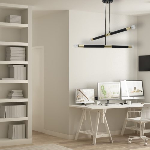 BASTONE függőlámpa 4xE14 Egyszerű, minimalista forma, fekete arany MLP6564 Milagro Metal