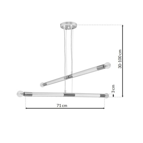 BASTONE függőlámpa 4xE14 Egyszerű, minimalista formájú fehér króm MLP6567 Milagro Metal