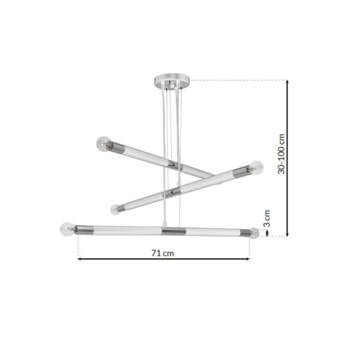 BASTONE függőlámpa 6xE14 Egyszerű, minimalista formájú fehér króm MLP6568 Milagro Metal