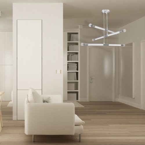 BASTONE függőlámpa 6xE14 Egyszerű, minimalista formájú fehér króm MLP6568 Milagro Metal