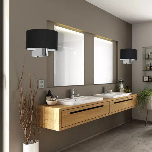 CASINO Fekete króm fali lámpa 1xE27 Milagro