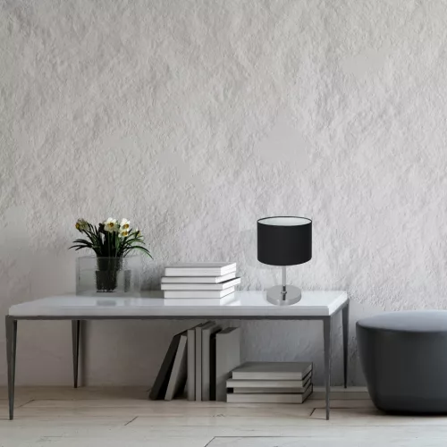 CASINO Asztali lámpa Fekete króm 1xE27 éjszakai asztali lámpa Milagro