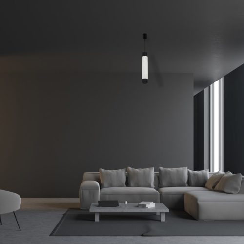 Márvány függőlámpa 1xGU10 hosszúkás hengeres ernyő fekete fehér ML6341 Milagro fém + márvány