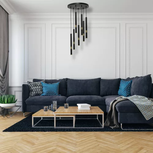 MONZA függőlámpa 7xG9 8W hosszúkás, minimalista fekete arany MLP6385 Milagro Metal