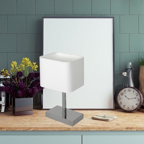 NAPOLI Asztali lámpa Fehér króm 1xE27 Éjszakai asztali lámpa Milagro