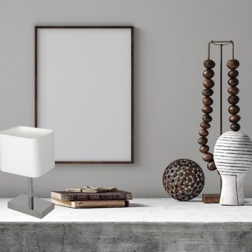 NAPOLI Asztali lámpa Fehér króm 1xE27 Éjszakai asztali lámpa Milagro