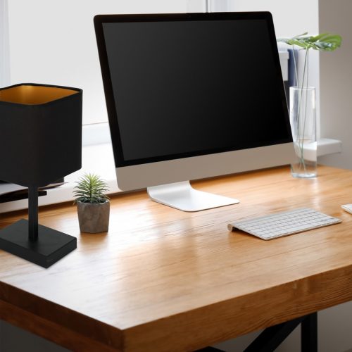 NAPOLI Asztali lámpa Fekete arany 1xE27 Éjszakai asztali lámpa Milagro